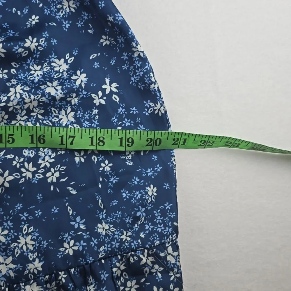 TULAROSA NWT Tanya Satin Blue Floral Cut-Out Ruffle Dress with Tie‎ front Medium